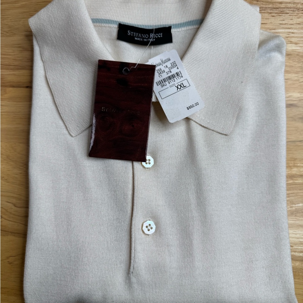 Stefano Ricci Cream Polo Shirt Luxurious Knit